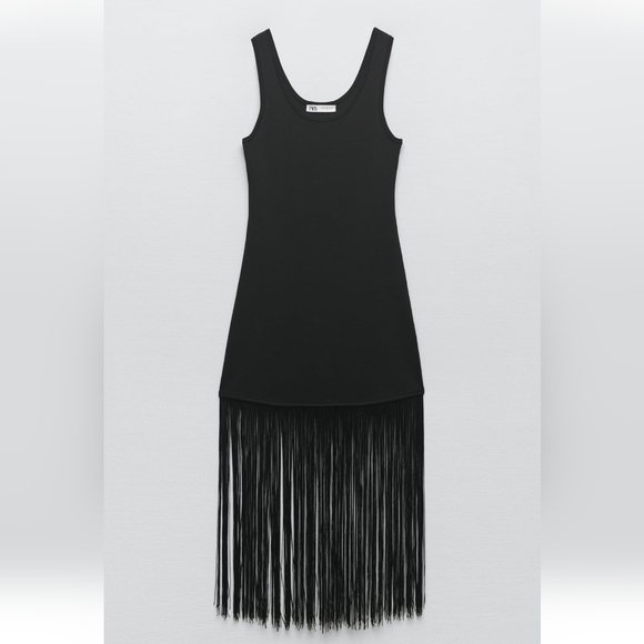 Zara Knit Flapper Dress Black M Medium NWT - Picture 4 of 7
